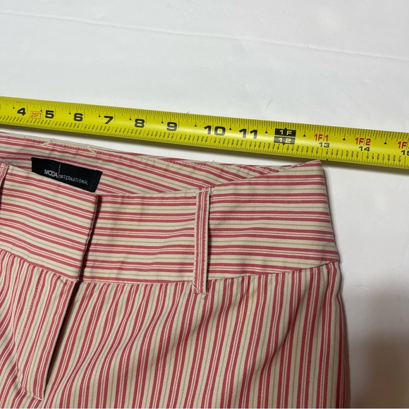 Moda International Pink & Tan Striped Christie Fit Pants Women’s Size 4 Flare - Picture 4 of 10